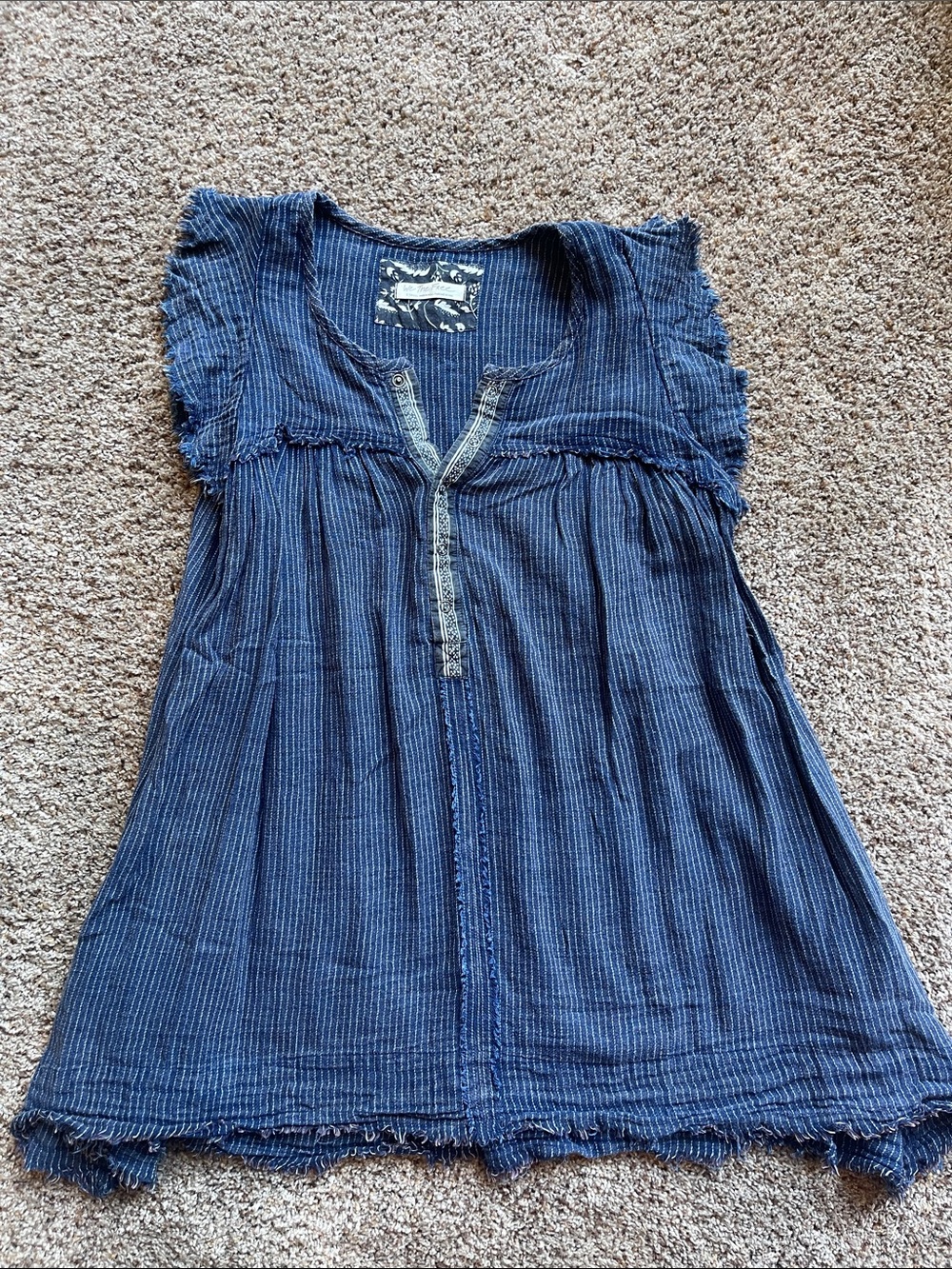 Free People Women’s Navy Blue Textured Short dress XS